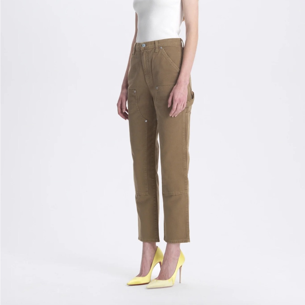 Renggli Pant Slim Fit Work Denim High-Waist Cropped Workwear Khaki 27 EUC